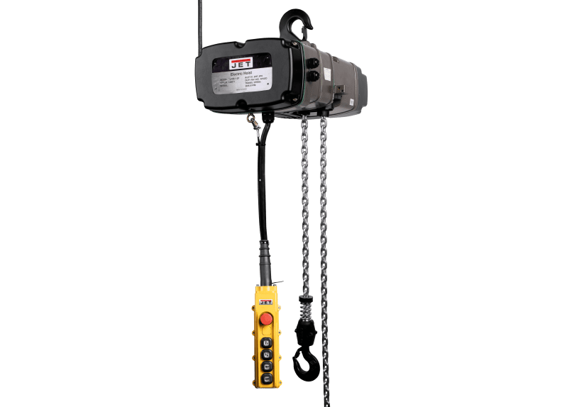 TS200-230-015,2-Ton Two Speed Electric Chain Hoist  3-Phase 15' Lift, MT200 Electric 2 Speed Trolley 3PH, and 4 Button Wired Pendant 11ft