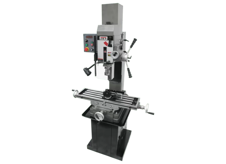 JMD-45VSPFT Variable Speed Geared Head Square Column Mill/Drill with Power Downfeed & Newall DP700 2-Axis DRO & X-Axis Powerfeed