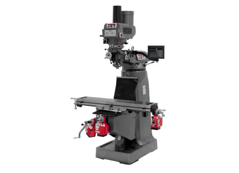 JTM-4VS Mill With 3-Axis Newall DP700 DRO (Knee) With X, Y and Z-Axis Powerfeeds and Power Draw Bar